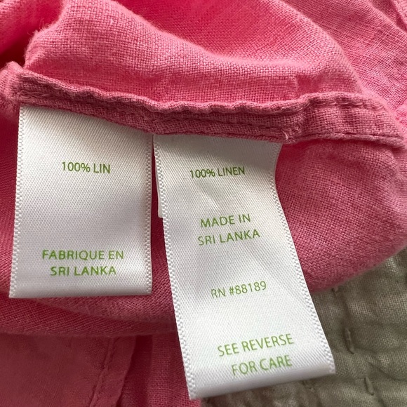 Lilly Pulitzer Pink Linen Button Up Shirt Size Small - Picture 3 of 4